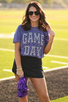 Purple Checkered Game Day Tee