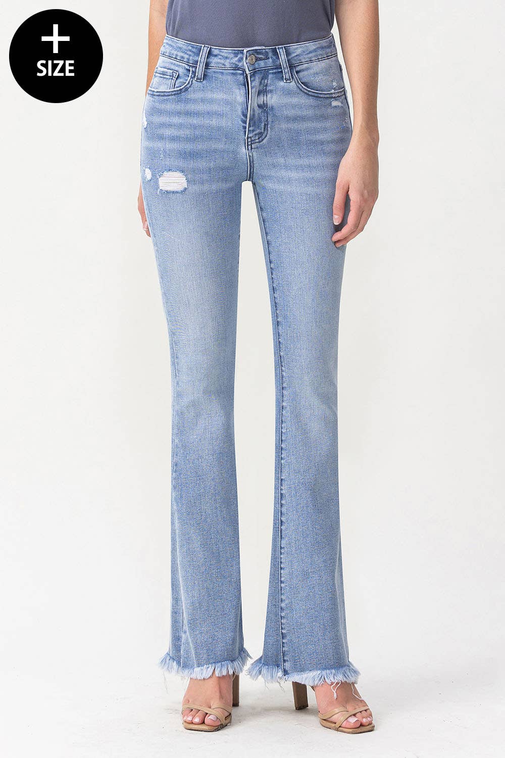 LOVERVET PLUS SIZE HIGH RISE FLARE JEAN LV1041-P