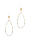 Gold Clover with Pearl Teardrop 2" Earring